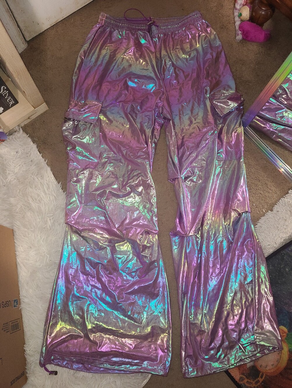 Shein Pink/purple Metallic Jogger Pants